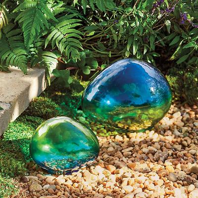 Glass Garden Stones - Blue Green Ombre - Large - Ballard Designs