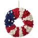 The Holiday Aisle® Patriotic American Faux Fabric 18" Wreath Burlap/Deco Mesh in Blue/Red/White | 3.5 H x 18 W x 18 D in | Wayfair