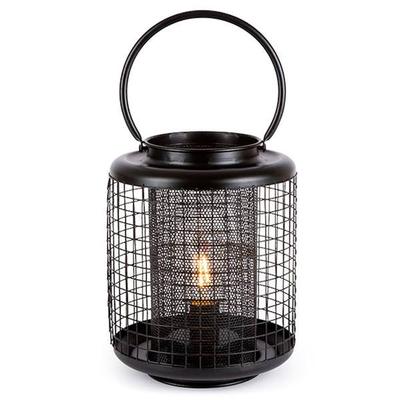 Gerson 45675 - 8.9" Black Metal Battery Operated LED Lantern with Timer (6.7"D x 8.9"H Black Metal Lantern with LED Bulb. 6 Hour Timer)