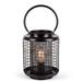 Gerson 45674 - 7.7" Black Metal Battery Operated LED Lantern with Timer (5.6"D x 7.7"H Black Metal Lantern with LED Bulb. 6 Hour Timer)