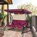 Outsunny 3 Seat Outdoor Free Standing Covered Swing Bench with Comfortable Cushioned Fabric & Included Canopy