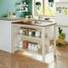 45" Stationary Kitchen Island with 2 Open Shelves for Small Places