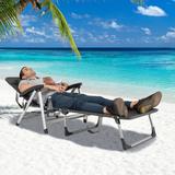 Beach Folding Chaise Lounge Recliner with 7 Adjustable Position - 53"-75" x 23" x 24"-37.5" (L x W x H)