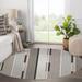RETRO COLOR BLOCK STRIPE BEIGE AND GREY Area Rug By Kavka Designs