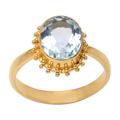 Snowflake Surprise,'Gold-Plated Blue Topaz Single Stone Ring'