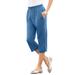 Plus Size Women's Soft Knit Capri Pant by Roaman's in Dusty Indigo (Size 1X)