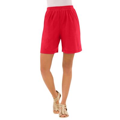 Plus Size Women's Soft Knit Short by Roaman's in Vivid Red (Size 4X)