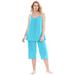 Plus Size Women's Breezy Eyelet Knit Tank & Capri PJ Set by Dreams & Co. in Caribbean Blue (Size 26/28) Pajamas
