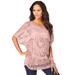 Plus Size Women's Pullover Crochet Sweater by Roaman's in Soft Blush (Size M)