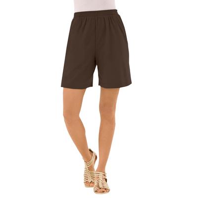 Plus Size Women's Soft Knit Short by Roaman's in Chocolate (Size 1X)