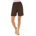 Plus Size Women's Soft Knit Short by Roaman's in Chocolate (Size 1X)