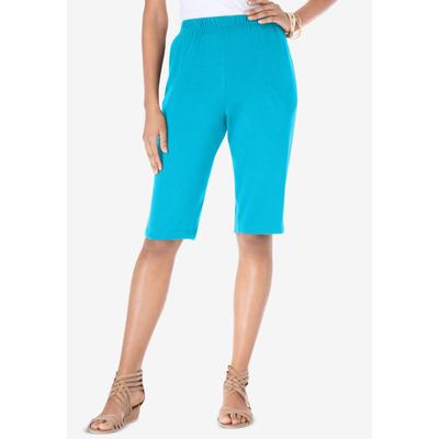 Plus Size Women's Plus Size Soft Knit Pull-on Bermuda Short by Roaman's in Ocean (Size 6X)