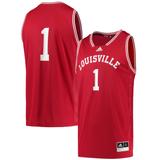 Men's adidas #1 Red Louisville Cardinals Reverse Retro Jersey
