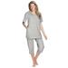 Plus Size Women's Capri Lounge Set by Dreams & Co. in Heather Grey (Size 34/36)