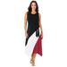 Plus Size Women's Asymmetric Side-Tie Midi Dress by Jessica London in Black Red Colorblock (Size 26 W)