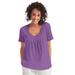 Plus Size Women's Crochet-Trim Knit Top by Woman Within in Pretty Violet (Size 18/20) Shirt