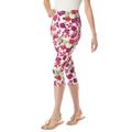 Plus Size Women's Stretch Cotton Printed Capri Legging by Woman Within in White Tropical Floral (Size 2X)