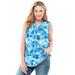 Plus Size Women's Sleeveless Tab-Front Tunic by Woman Within in Vibrant Blue Tie Dye (Size 34/36) Shirt