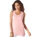 Plus Size Women's Scoopneck Tank by Roaman's in Soft Blush (Size 1X) Top 100% Cotton Layering A-Shirt