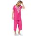 Plus Size Women's Printed Tunic and Capri Set by Woman Within in Raspberry Sorbet (Size 4X)