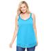 Plus Size Women's Lace-Trim V-Neck Tank by Woman Within in Paradise Blue (Size 18/20) Top