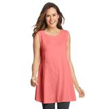 Plus Size Women's Sleeveless Fit-And-Flare Tunic Top by Woman Within in Sweet Coral (Size 26/28)