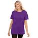 Plus Size Women's Thermal Short-Sleeve Satin-Trim Tee by Woman Within in Purple Orchid (Size 2X) Shirt