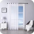 MRTREES Voile Curtains 96 Inch Drop 1 Panels Faux Linen Eyelet Sheer Curtain Panel for Bedroom Living Room Patio Door 118x96 Inch Drop 300cm x 245cm White