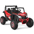 COSTWAY Large Kids Electric Ride On UTV, 2-Seater 12V Battery Powered Off-road Truck with Remote Control, LED Light, Music, MP3/USB/TF, Storage Box, 4 Spring Suspension Wheels Vehicle for Children