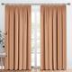 Oxford Homeware Blackout Curtains Thermal Insulated Pencil Pleat Curtains for Bedroom Living Room Window Treatments Curtains & Drapes - Energy Saving Curtain with Tie Backs (W90 x L90, Beige)