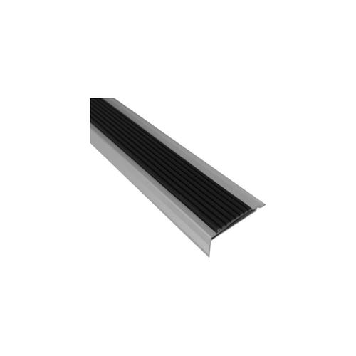 Alu-Treppenkantenprofil mit Antirutschbelag - Silber - Antirutsch-Streifen - 46 x 30 x 1350mm - 1
