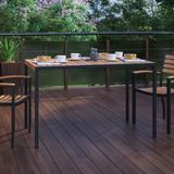 All-Weather Faux Teak Patio Dining Table with Steel Frame - Seats 4 - 30"W x 48"D x 29.5"H