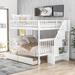 Full over Full Bunk Bed with Two Drawers and Storage, White/Grey