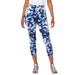 Plus Size Women's Essential Stretch Capri Legging by Roaman's in Navy Acid Tie Dye (Size 14/16) Activewear Workout Yoga Pants