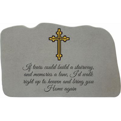 If Tears Cross Garden Memorial Accent Stone by Kay Berry in Grey