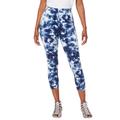 Plus Size Women's Essential Stretch Capri Legging by Roaman's in Navy Acid Tie Dye (Size 26/28) Activewear Workout Yoga Pants