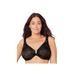 Plus Size Women's Full Figure Plus Size Lacey T-Back Front-Close WonderWire Bra Underwire 9246 by Glamorise in Black (Size 34 DD)