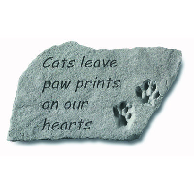 Cats Leave Pawprints On Our Heart Pet Garden Memorial Accent Stone by Kay Berry in Grey