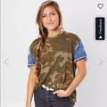 Free People Tops | Free People Clarity Camo T-Shirt | Color: Blue/Green | Size: Xs