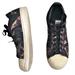 Adidas Shoes | Adidas Superstar Womens Shoes Sneakers Size 9.5 Black Floral Lace Up Limited Ed | Color: Black/Red | Size: 9.5