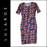 Lularoe Dresses | Lularoe Julia Women Short Sleeve Sheath Dress Stretch Size 2xs Nwt | Color: Blue/Red/White | Size: Xxs