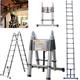 Engineering Ladder Multifunctional Telescopic A-Ladder Household Folding Ladder Portable Stairs Thickened Stainless Steel Ladder 5M(2.5M+2.5M)/ 16.4FT Height