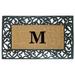 Nedia Home Acanthus Border Personalized Monogrammed 36 in. x 22 in. Non-Slip Outdoor Door Mat Coir, Rubber | Wayfair 18014