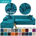 Housses de canapé élastiques en velours bleu turquoise housse d'angle housse de chaise longue