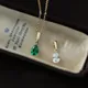 Collier en argent Sterling 925 14K pour femmes pendentif goutte d'eau en Zircon blanc vert bijoux