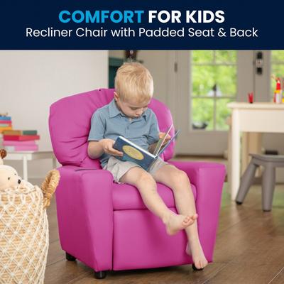 Contemporary Kids Recliner with Cup Holder