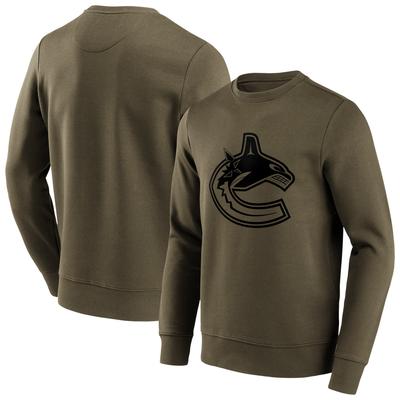 Vancouver Canucks Fanatics Branded Iconic Preferred Logo Graphic Crew Sweatshirt - Khaki - Herren Image