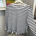 Kate Spade Tops | Kate Spade 3/4 Sleeve Striped Tee With Ruffle Detail | Color: Black/White | Size: M