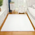 Grand tapis en peluche blanc pour salon décoration pour chambre d'enfant antidérapant pour chevet