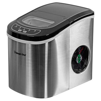 Magic Chef 27 Pound Portable Countertop Ice Maker with Window, Stainless Steel - 20.3
